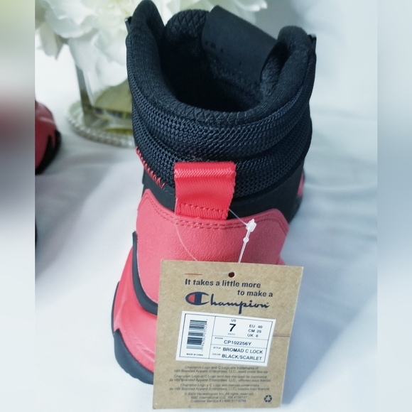 Champion Bromad C Lock Black/Scarlet Red Sneaker Boots Size 7 Youth - Picture 9 of 16